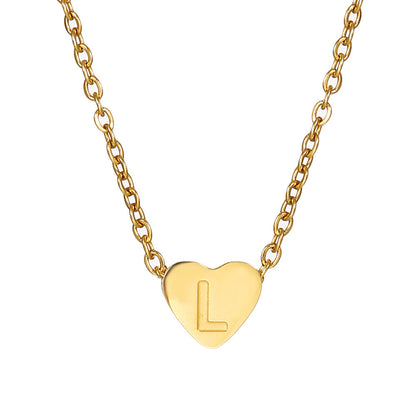 Gold Stainless Steel Heart-shaped Letter Female Titanium Necklaces