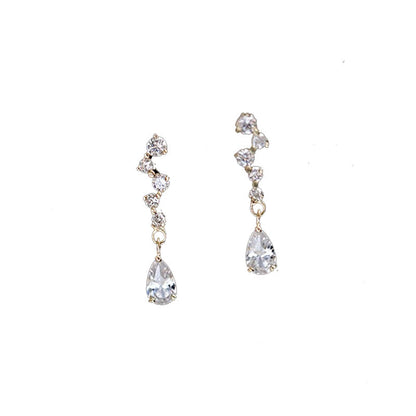 In The Debris Water Drop Zircon Retro Earrings