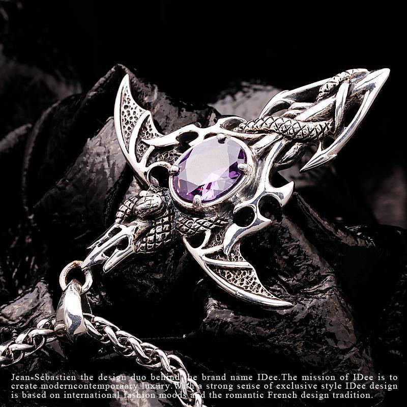 Men's Sword Pendant Trendy Unique Amethyst Set Chain Fashion Imitation Necklaces