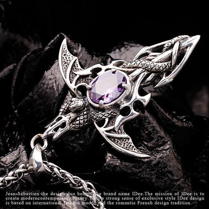 Men's Sword Pendant Trendy Unique Amethyst Set Chain Fashion Imitation Necklaces