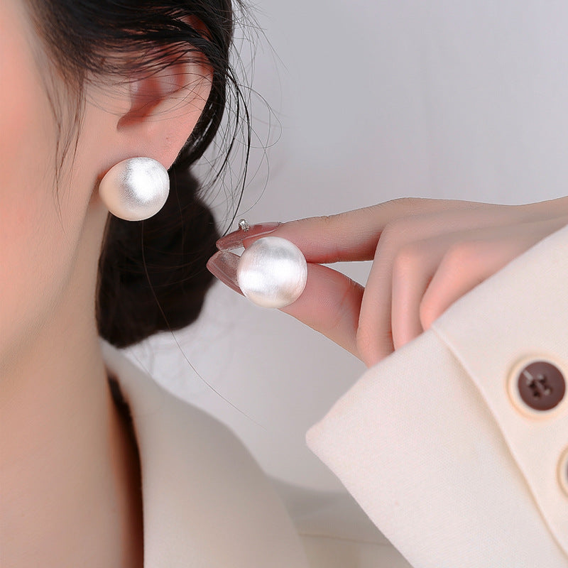 Brushed Temperament Ball Female Frosty Style Earrings