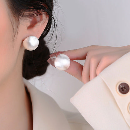 Brushed Temperament Ball Female Frosty Style Earrings