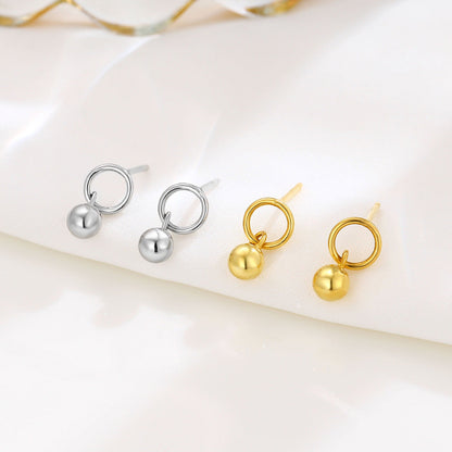 Sterling Sier Temperamental Simple Circle Ball Earrings
