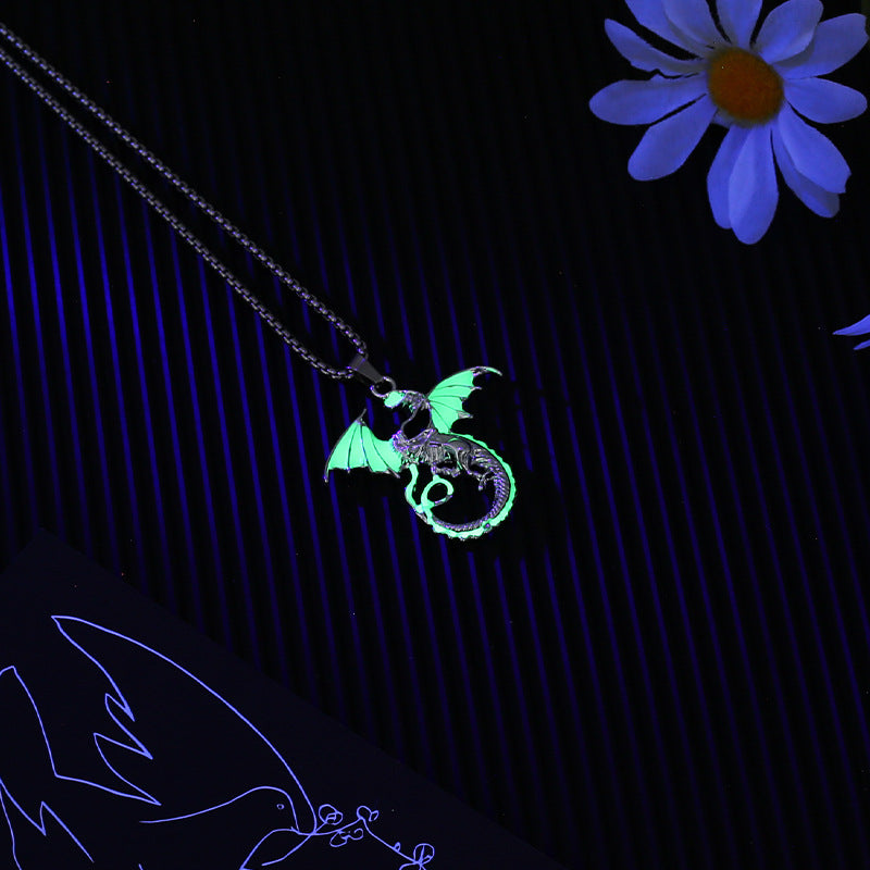 Men's Luminous Flame Dragon Pendant Trendy Fashionable Man Couple Necklaces