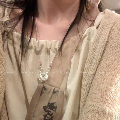 Ancient Chinese Style Koi Lotus Sier Safety Necklaces