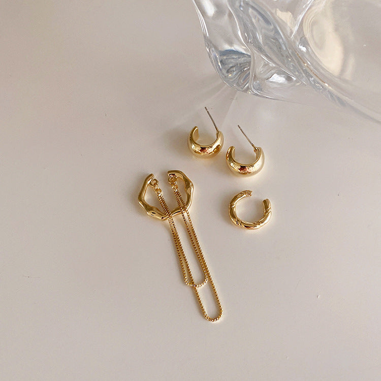 Women's Design Metal Chain Tassel Ear Clip Earrings