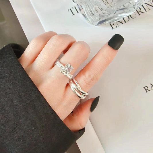 Women's Fashionable Shiny Zircon Opening Index Finger Rings