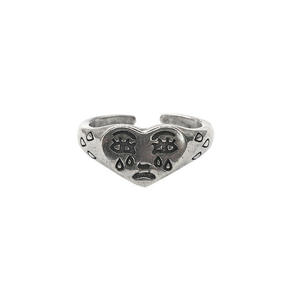 Creative Sad Love Heart-shaped Adjustable Personality Rings