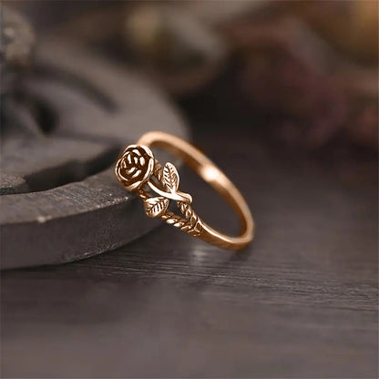 Old Flower Three-dimensional Rose Classical Fine Circle Rings