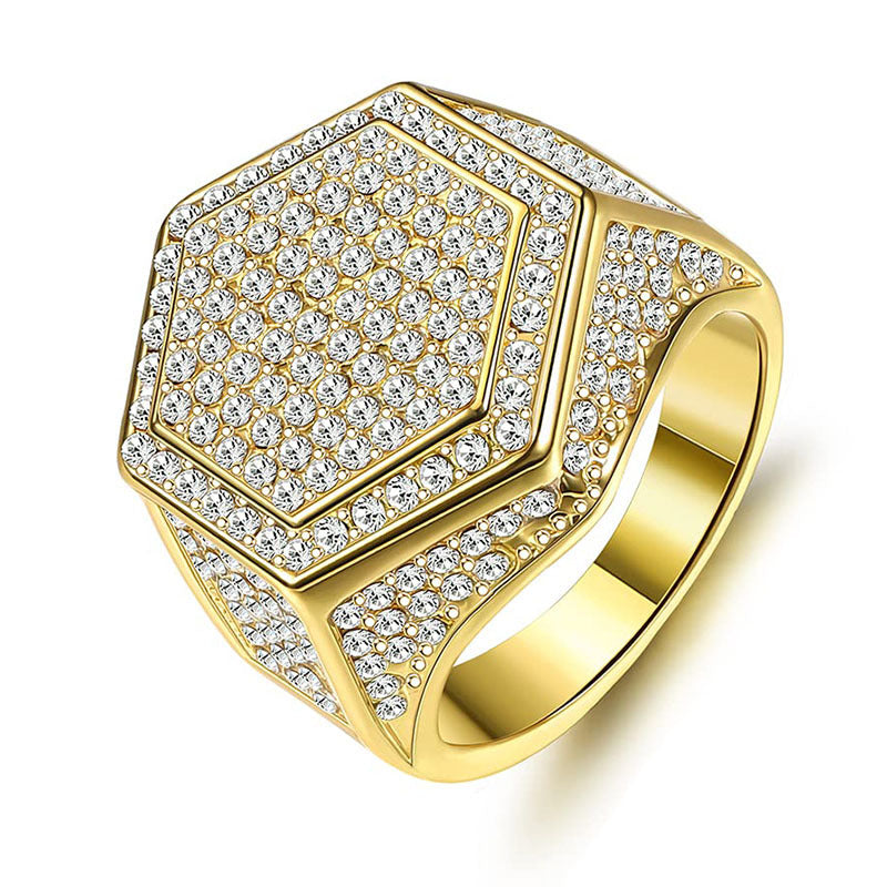 Men's Fashion And Luxury Polygon Shiny Hip Hop Rings