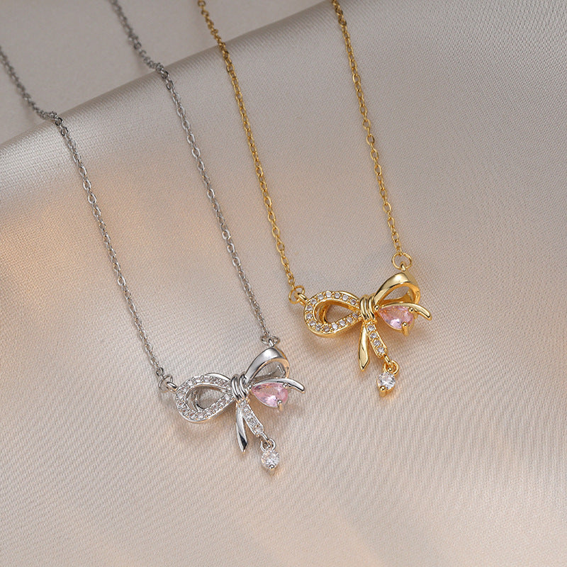 Women's Sweet Niche Temperament Tassel Water Drop Rhinestone Necklaces