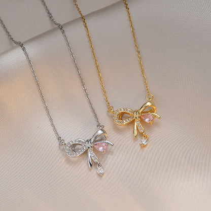 Women's Sweet Niche Temperament Tassel Water Drop Rhinestone Necklaces