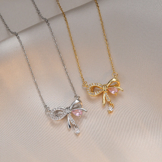 Women's Sweet Niche Temperament Tassel Water Drop Rhinestone Necklaces