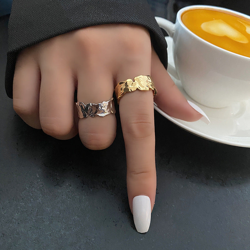 Fashion Tin Foil Irregular Metal Female Rings