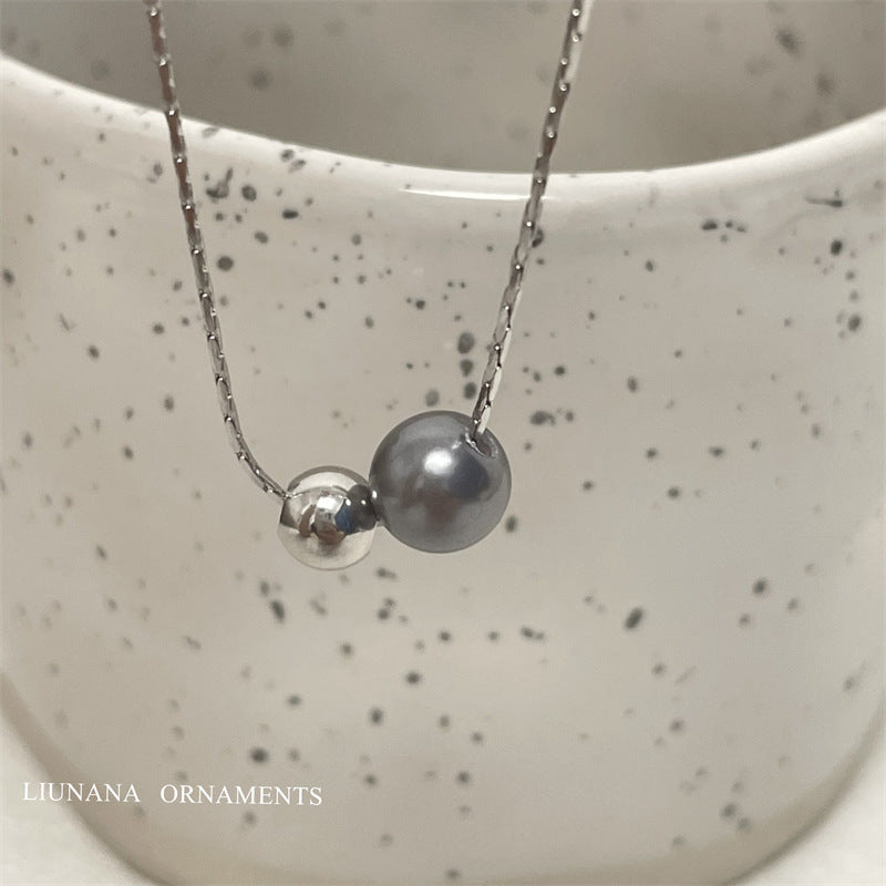 Retro Tahitian Gray Bright Pearl Pendant Temperament Necklaces