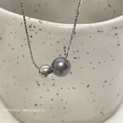 Retro Tahitian Gray Bright Pearl Pendant Temperament Necklaces