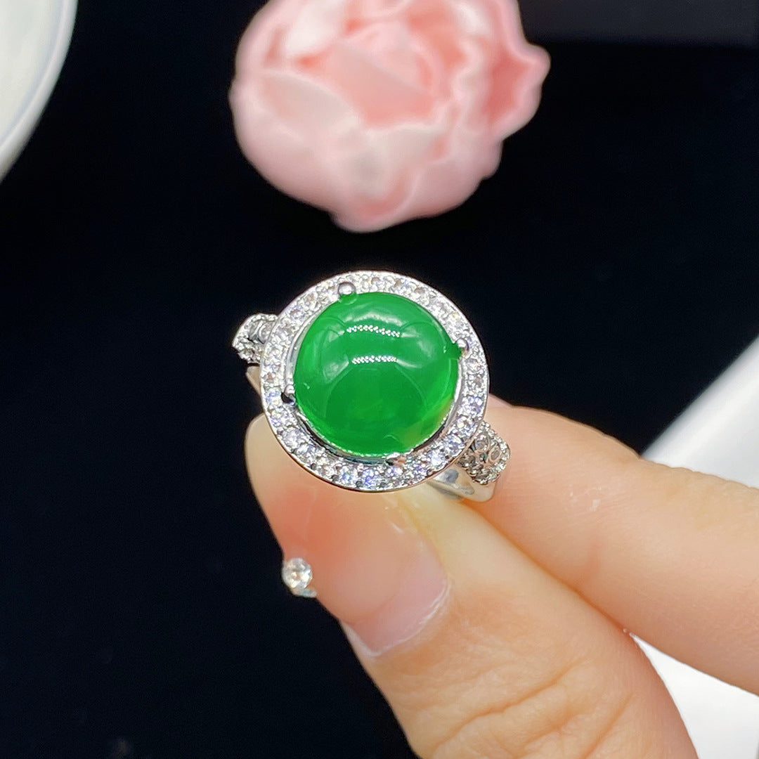 Natural Icy Chalcedony Jasper Open Female Rings