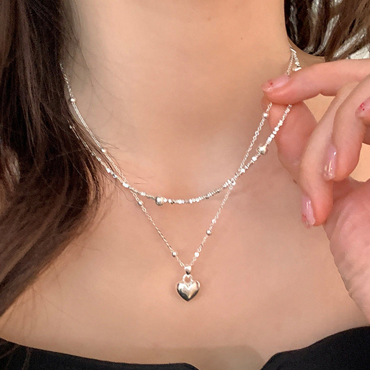 Sier Love Metal Female Niche Retro Necklaces