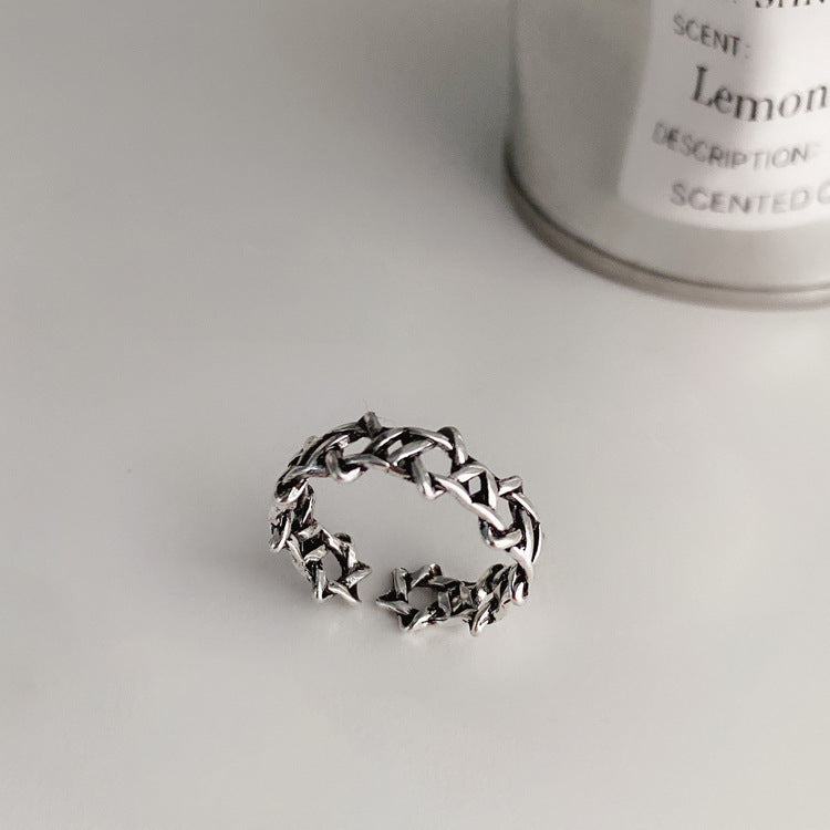 Women's Retro Distressed Geometric Open Trendy Niche Rings