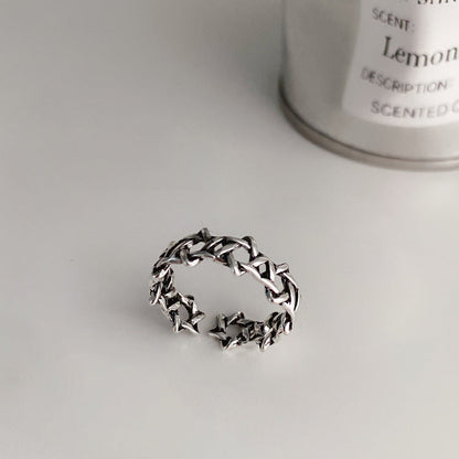 Women's Retro Distressed Geometric Open Trendy Niche Rings