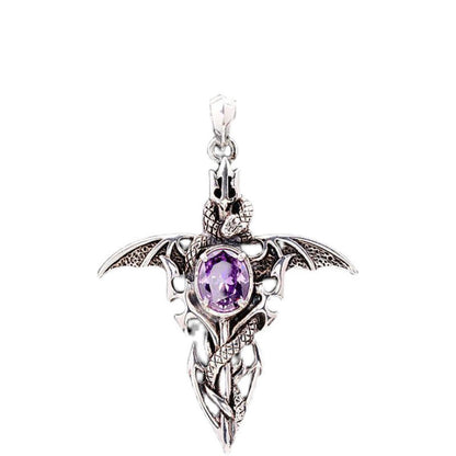 Men's Sword Pendant Trendy Unique Amethyst Set Chain Fashion Imitation Necklaces