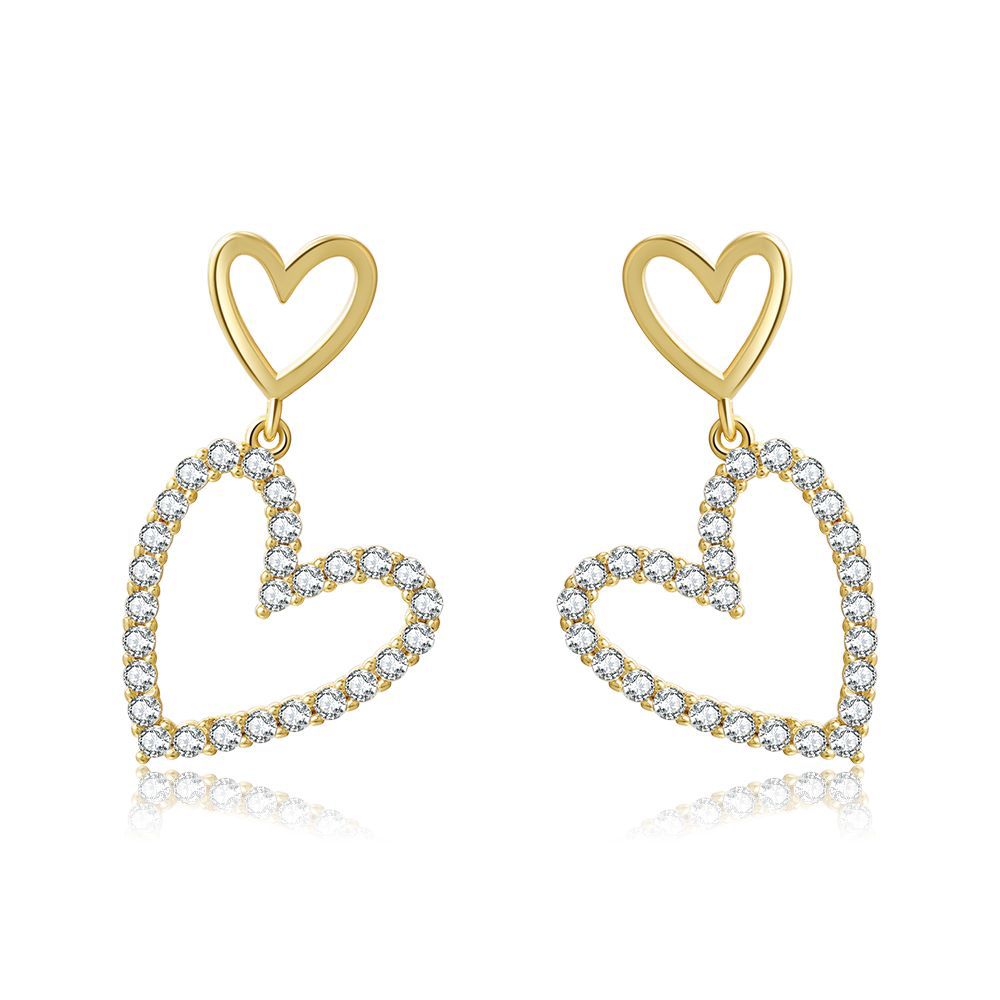 Personality Hollow Heart-shaped Full Of Diamond Earrings