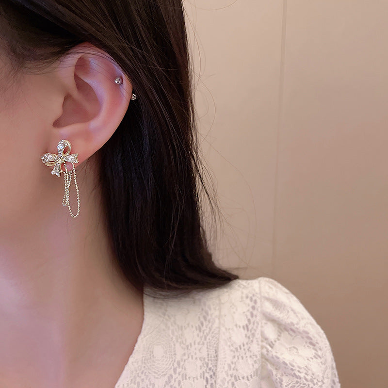 Super Fairy Wild Long Fringed Pearl Light Earrings