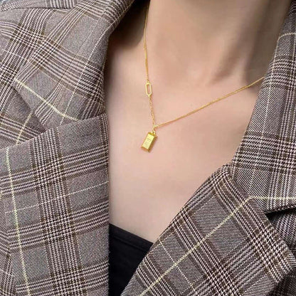Small Gold Bar Female Pendant Titanium Necklaces