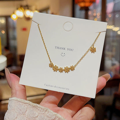 Gold Titanium Steel Little Daisy Korean Style Necklaces