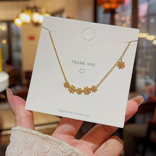 Gold Titanium Steel Little Daisy Korean Style Necklaces