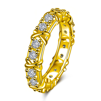 Women's Zircon Two-tone Cross Color Separation Engagement Rings