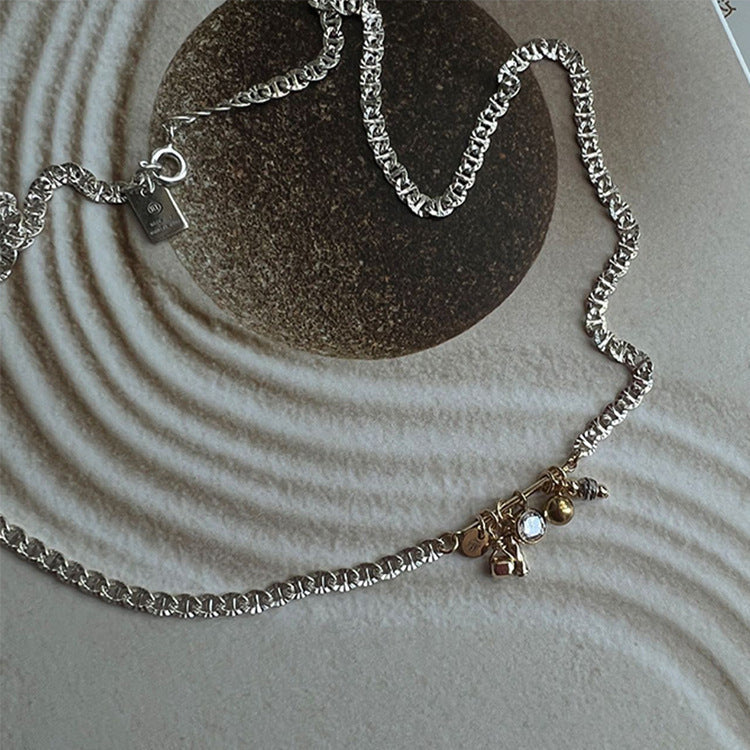 Sier Contrast Color Zircon Tassel Female Necklaces