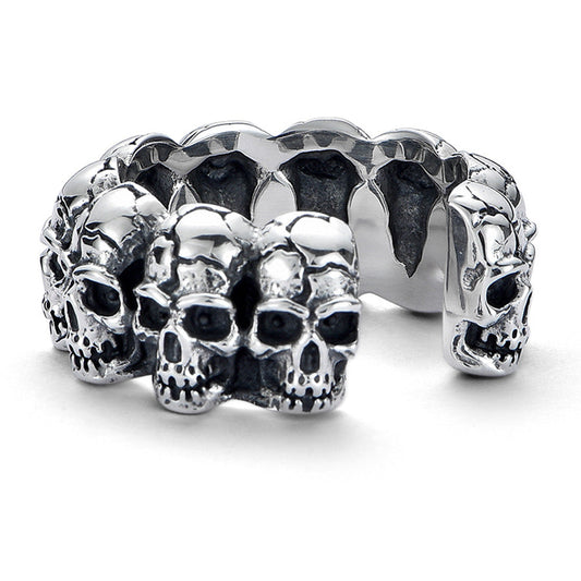Men's Sier Skull Fashion High-grade Retro Personality Rings