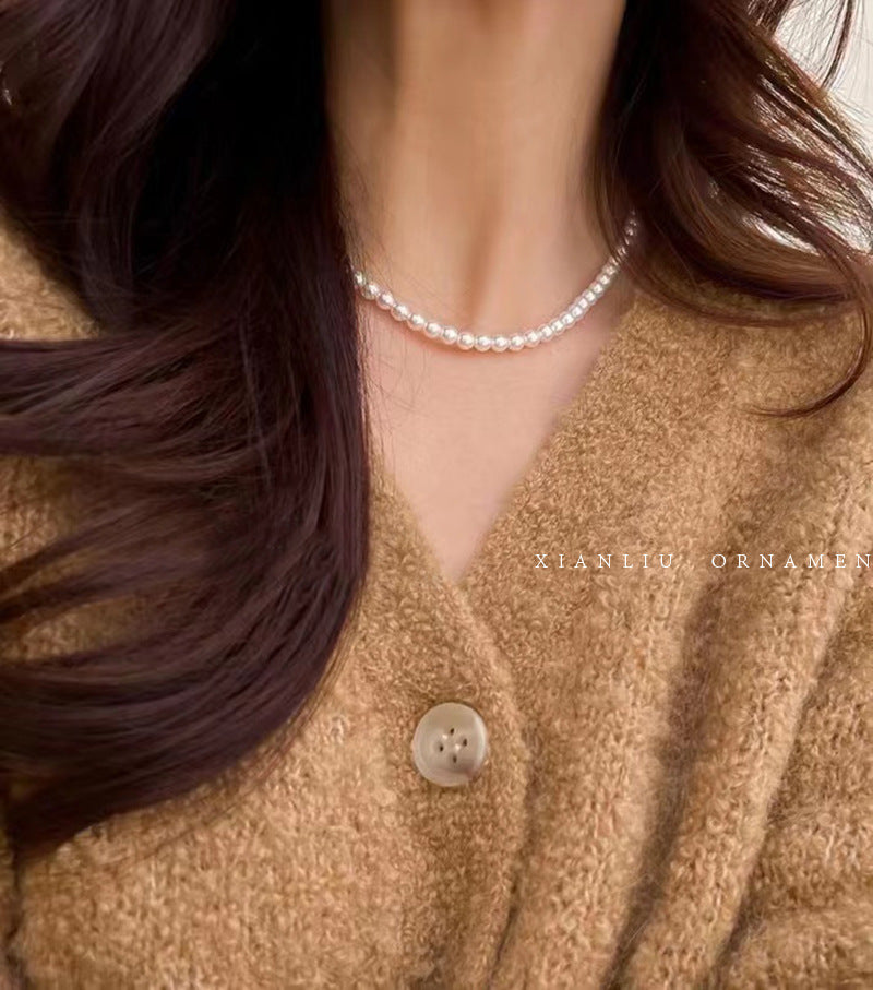 Twin Pearl Female Temperament Wild Clavicle Necklaces