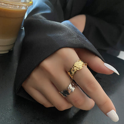 Fashion Tin Foil Irregular Metal Female Rings