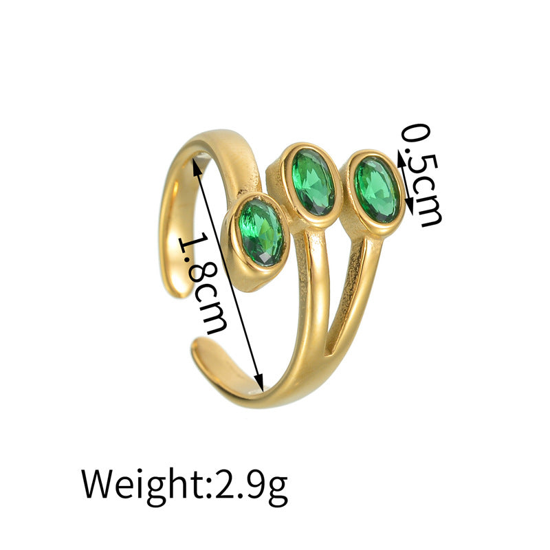 Gold-plated Leaf-shaped Titanium Personality Creative Opening Rings