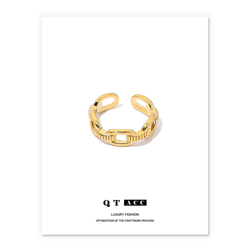 Plating Real Gold Retro Simple Lines Rings