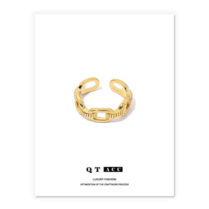 Plating Real Gold Retro Simple Lines Rings