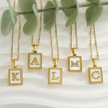 Gold Stainless Steel Shell Letter Female Titanium Pendant Necklaces