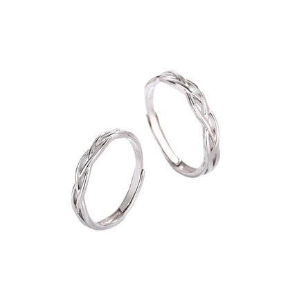 Women's & Men's Sier Heart Interwoven Couple Pair Of Rings