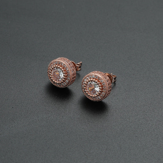 Women's & Men's & Copper Round Full Zircon Hip Hop Rings