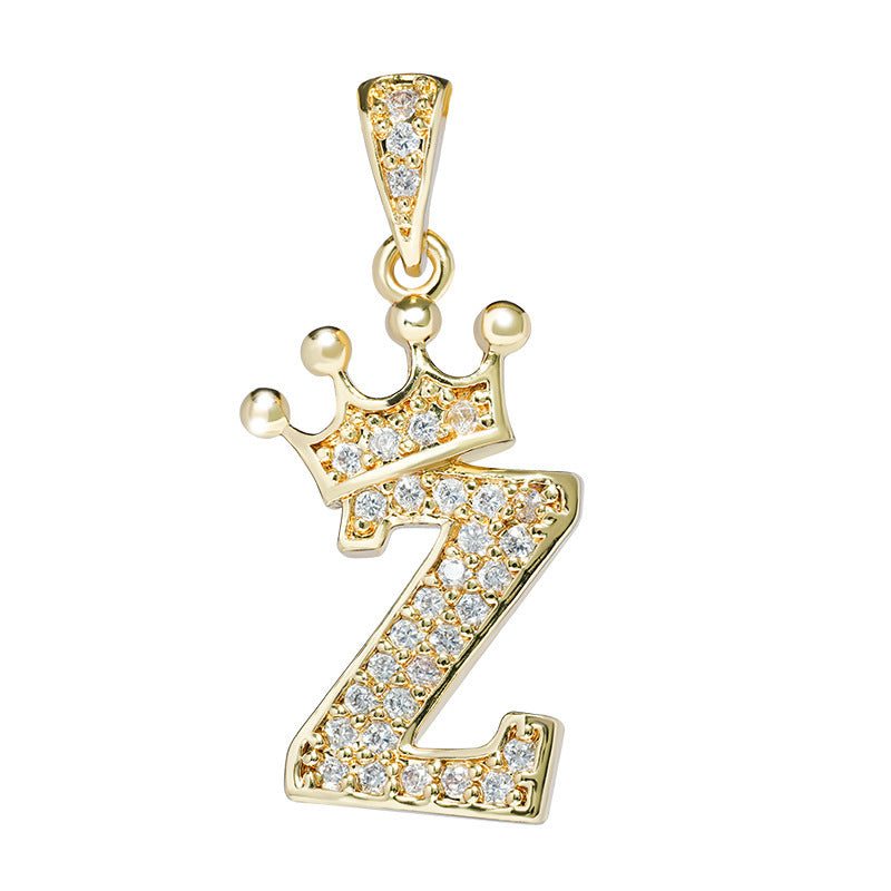 English Letters Full Diamond Pendant Simple Necklaces