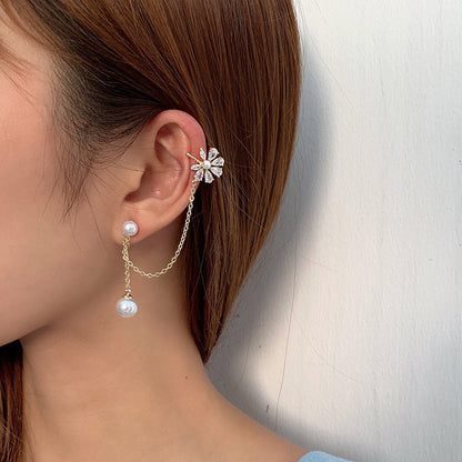 Zircon Pearl Grace Long Tassel Integrated Earrings