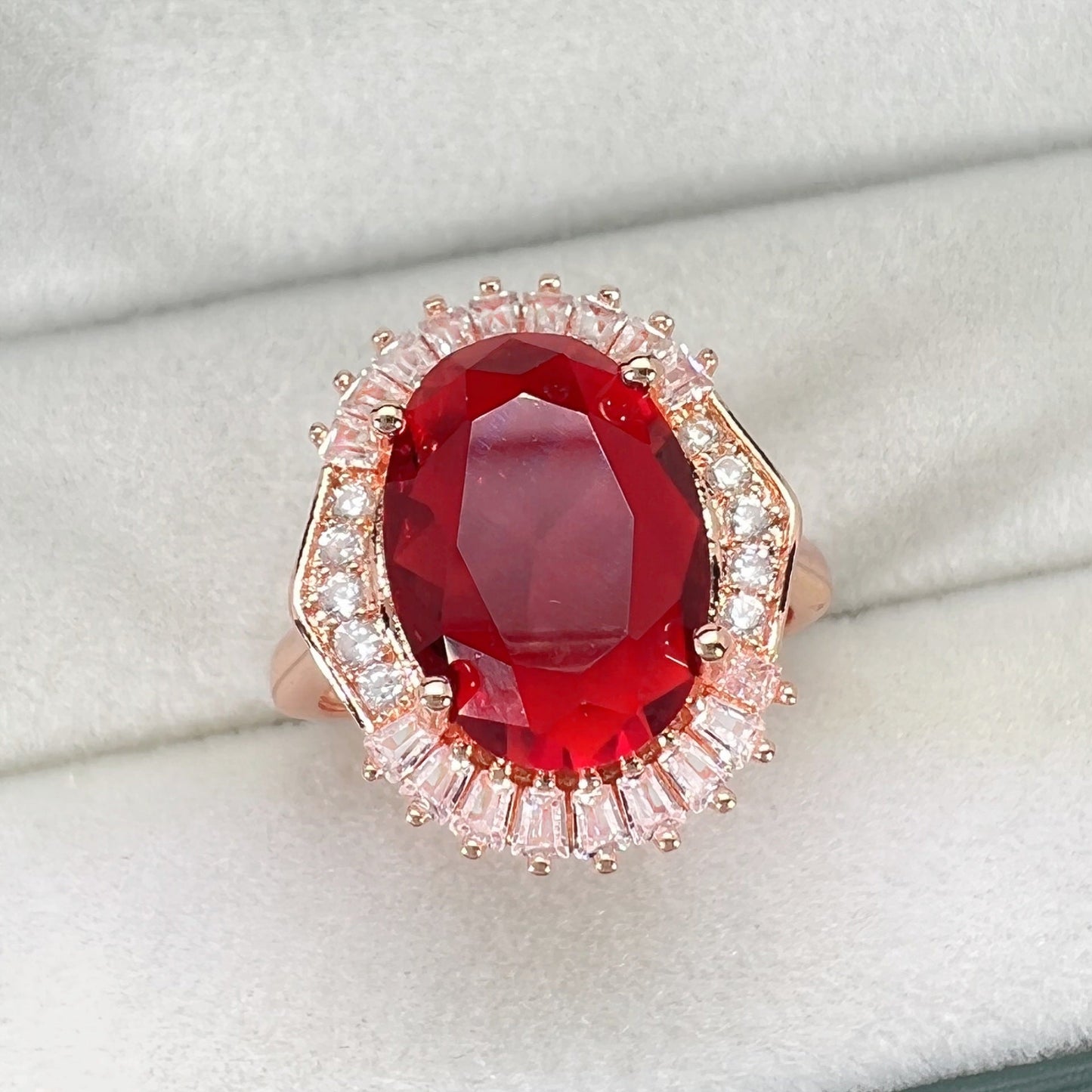 Broadcast Rose Gold Plated Sparking Zirconium Ladder Square Diamond Rings