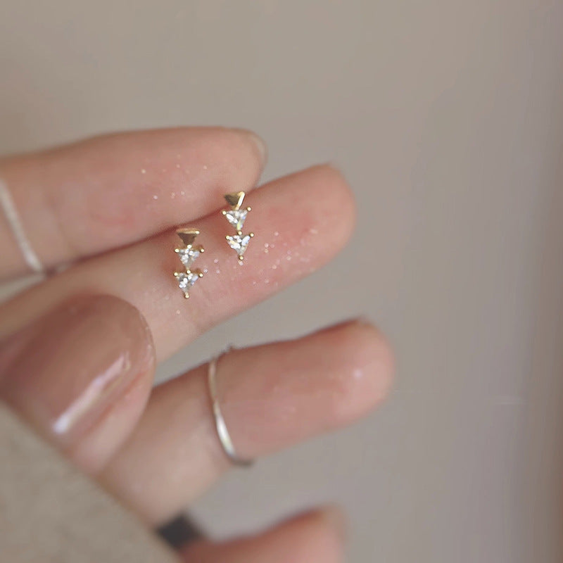 Fairy Straight Row Triangle Female Niche Geometric Earrings