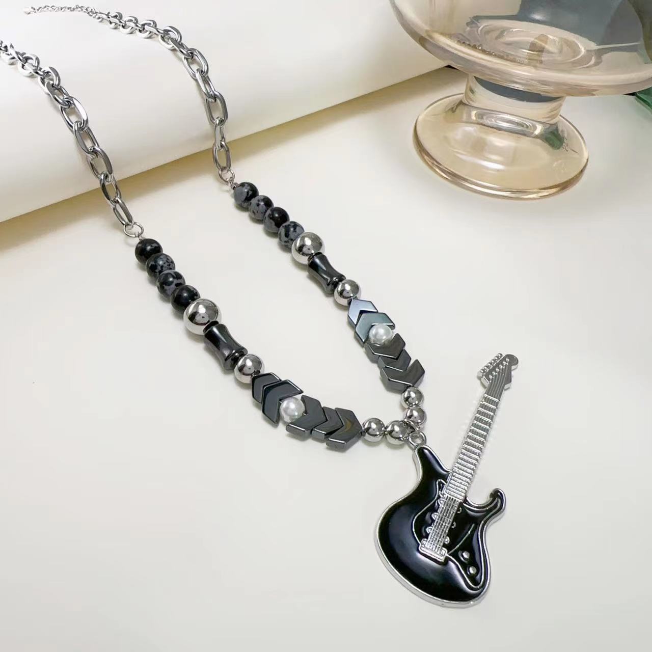Women's Flame Guitar Pendant For Niche Personality Design Sweet Cool Necklaces