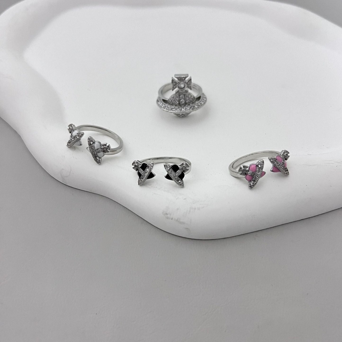 Open Double Planet Personality Trendy Cool Flash Twin Free Rings