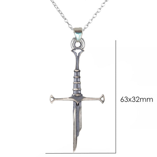 Sier Broken Sword Cross Samurai Pendant Necklaces