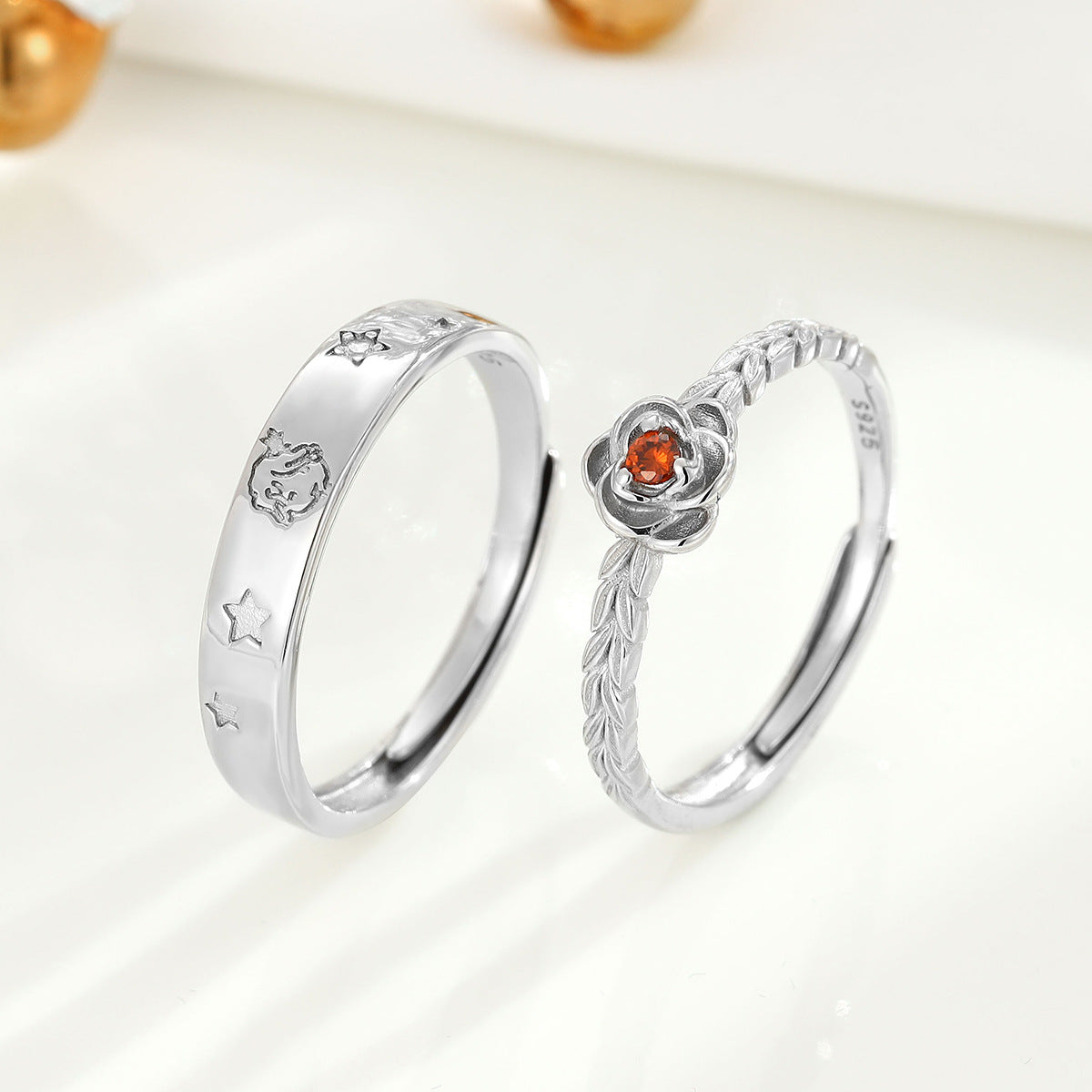 Sterling Sier Little Prince Rose Personality Rings