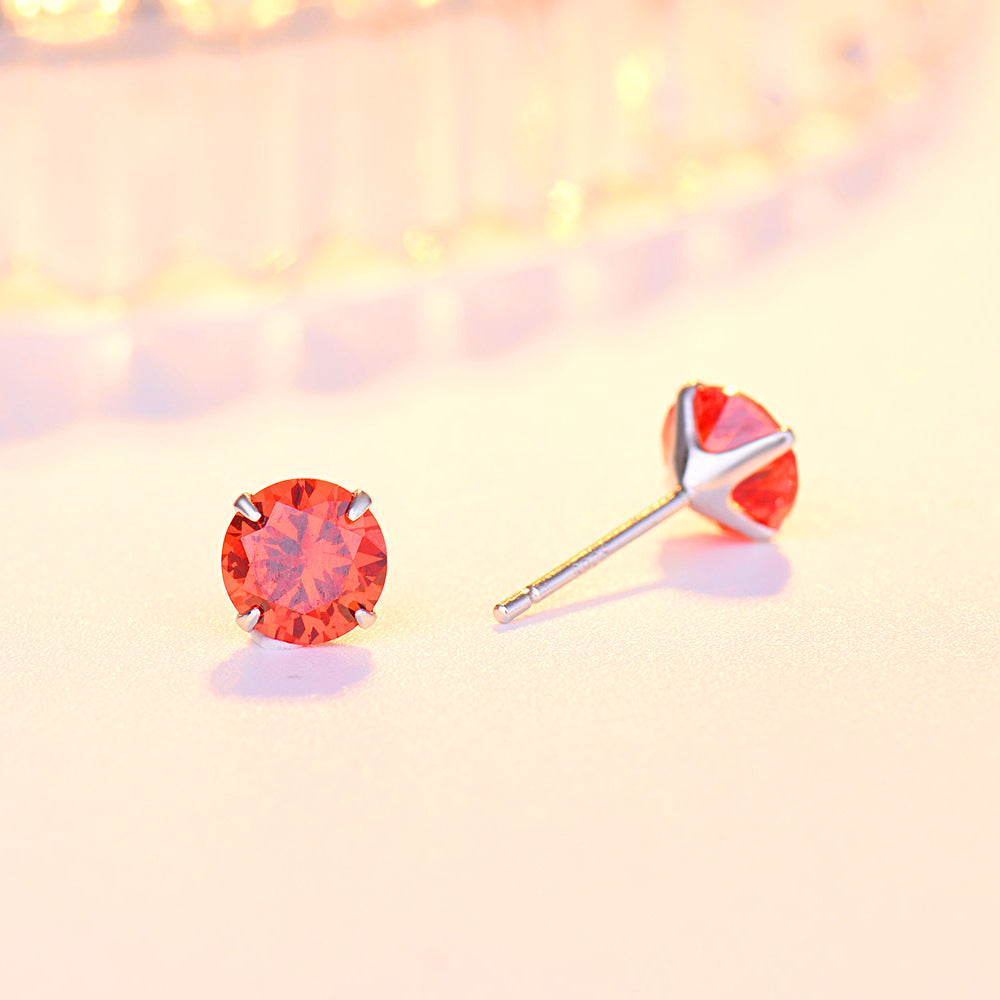 Women's Sterling Sier Needle Simple Niche Zircon Earrings